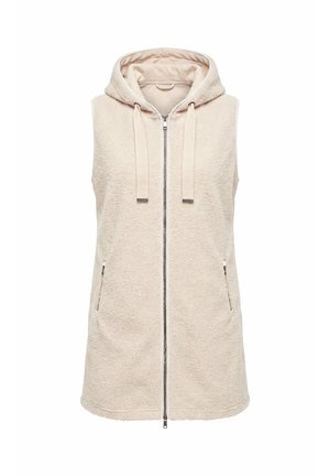 Ulla Popken, LONG HOODED A-LINE TEDDY VEST - Veste sans manches - pale champagne