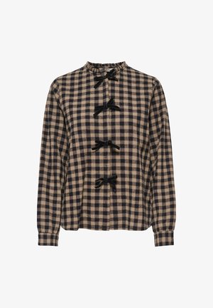 ONLY, ONLFRIDA CHECK BOW DETAIL SHIRT WVN EX - Chemisier - black checks toasted coconut