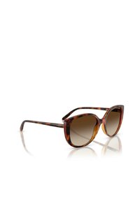 Occhiali da sole tortoise brown con grandi montature a occhio di gatto, lenti sfumate e astine affusolate e eleganti con il logo del marchio.