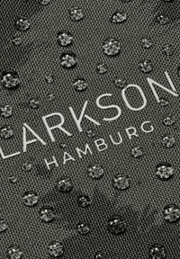 Tkanină neagră rezistentă la apă cu picături și logo-ul în relief "LARKSON HAMBURG". Suprafață texturată cu un model de plasă.