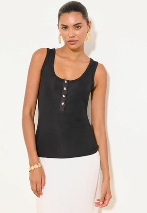 Lipsy, REGULAR FIT - SLEEVELESS HENLEY TOP . - Top - black