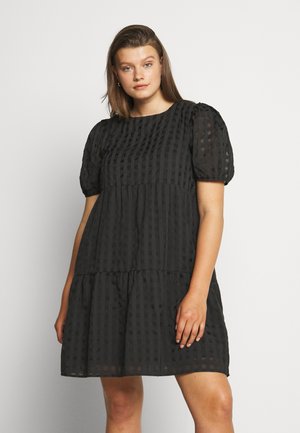 TONAL CHECK TIERED DRESS - Day dress - black