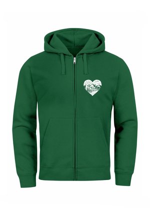 Neverless WANDERN HERZ PRINT MOTIV MIT FASHION  - Zip-up sweatshirt - bottle-green