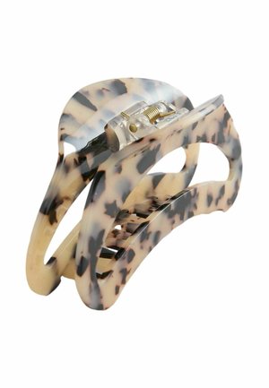 Kunststoff-Haarspange mit Schildpattmuster und Metallfeder-Scharnier, entworfen, um das Haar sicher zu halten.