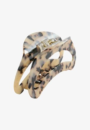 Kunststoff-Haarspange mit Schildpattmuster und Metallfeder-Scharnier, entworfen, um das Haar sicher zu halten.