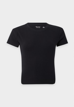 Hollister Co., COTTON CREW - Βασικό μπλουζάκι - black