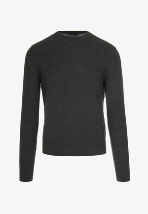 Maglione a maniche lunghe grigio scuro in maglia con un leggero motivo testurizzato e collo a giro.