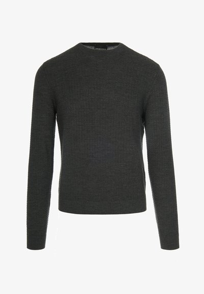Maglione a maniche lunghe grigio scuro in maglia con un leggero motivo testurizzato e collo a giro.