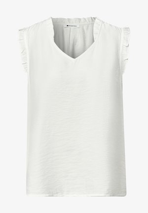 Street One, BLUSENTOP MIT V-NECK UND RÜSCHEN - Blouse - off white