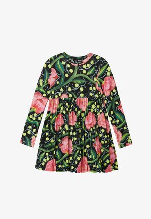 HIGH-WAIST FLOWERS - Jurk - black