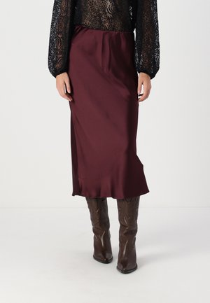 ELASTIC MIDI SKIRT - Jupe longue - wine