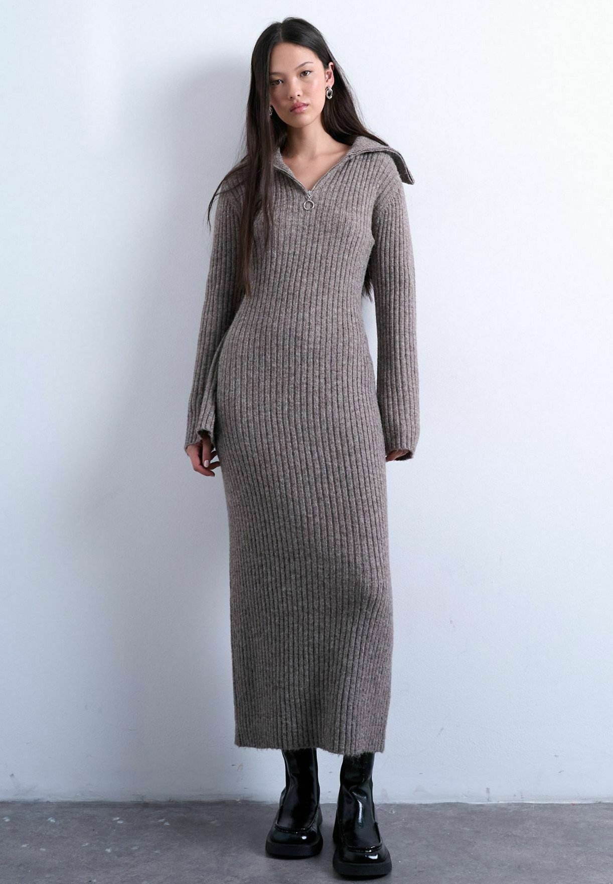 topshop knitted midi dress Topshop Curve Knitted Sweetheart Midi Dress In Black