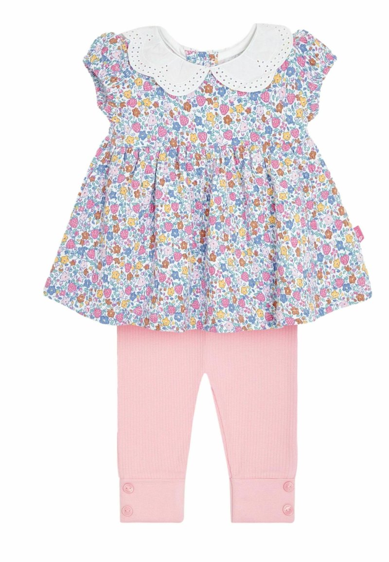 JoJo Maman Bébé 2-PIECE FLORAL COLLAR  SET  REGULAR FIT - Tamprės – kelnės - pink strawberry