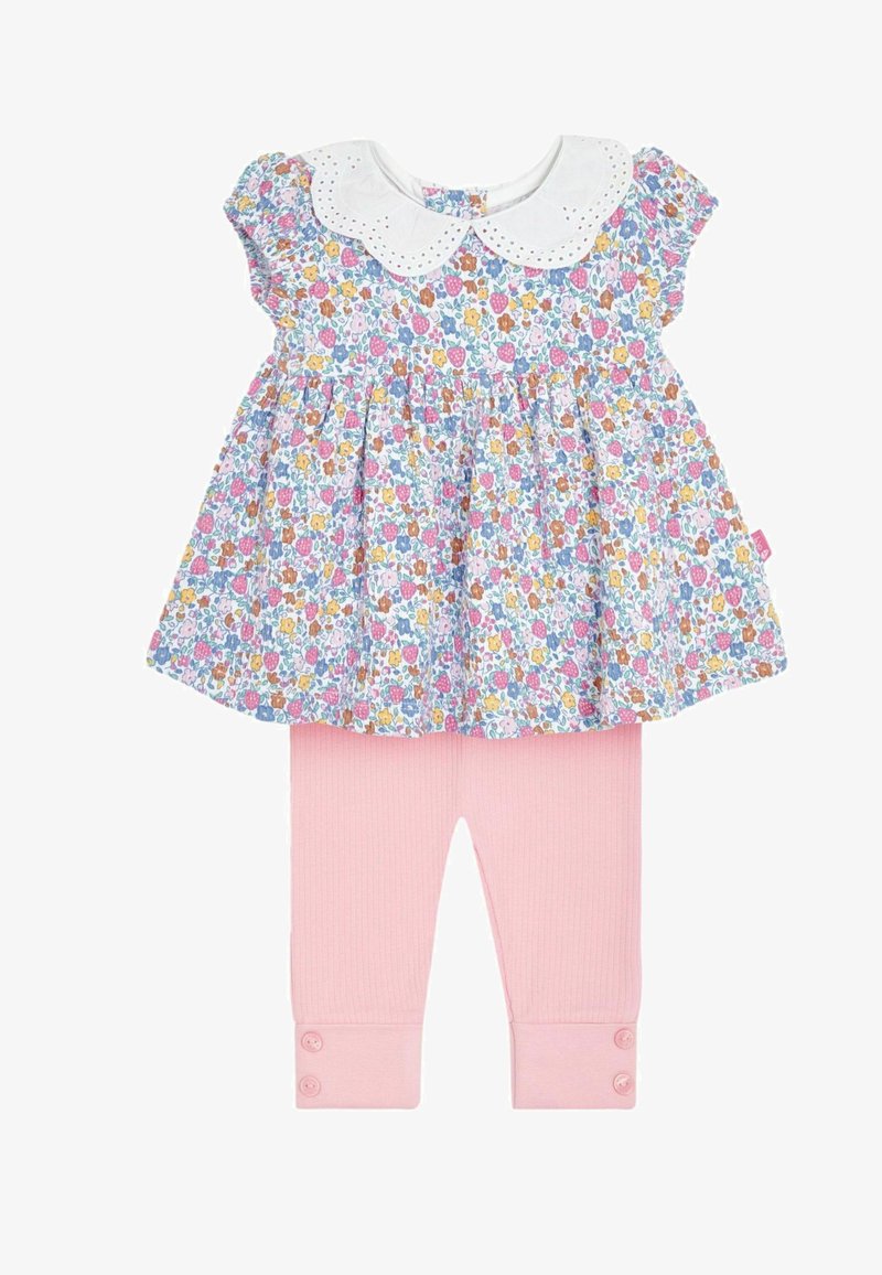 JoJo Maman Bébé 2-PIECE FLORAL COLLAR SET REGULAR FIT - Leggingsit - pink strawberry