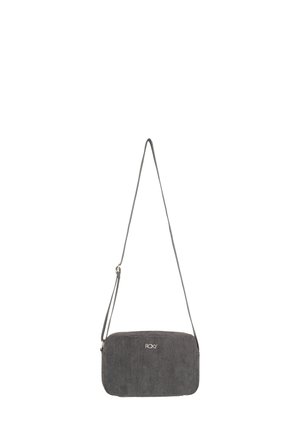 Grijze rechthoekige crossbodytas met verstelbare band en subtiele textuur, met klein wit ROXY-logo in het midden aan de voorkant.