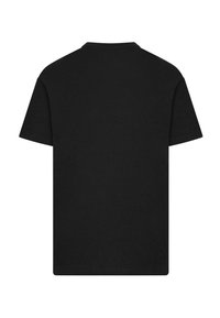Black short-sleeve t-shirt made of cotton, featuring a crew neckline and a plain design with no visible patterns or graphics on the back.
