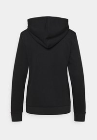 Felpa nera con cappuccio, dal fit rilassato, maniche lunghe, bordi a costine e orlo, caratterizzata da un design semplice e monocolore, con una texture morbida.