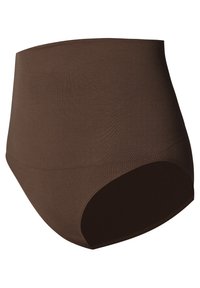 Hoge taille bruine slips van zacht, rekbaar stof, met een gladde textuur en een subtiele geribbelde tailleband voor comfort.