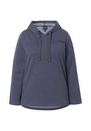 Námořnická mikina s kapucí, dlouhými rukávy a měkkou texturou. Má nenápadné logo přes hruď a zaoblený lem.