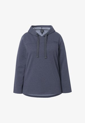 Námořnická mikina s kapucí, dlouhými rukávy a měkkou texturou. Má nenápadné logo přes hruď a zaoblený lem.