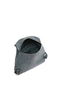 Läderaxelväska i dämpad blågrön färg, med dragkedjestängning, en rymlig insida med fickor och justerbara hårdvarudetaljer.