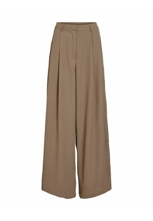 VILA, WIDE-LEG TROUSERS VILEE - Pantalon classique - brown