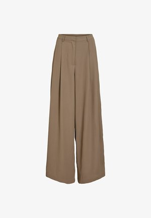 VILA, WIDE-LEG TROUSERS VILEE - Pantalon classique - brown