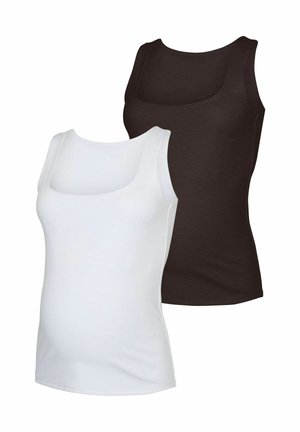Deux débardeurs sans manches à encolure ronde, l’un blanc et l’autre noir, superposés sur un fond blanc uni. Aucun logo ou motif visible.