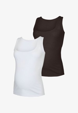 Deux débardeurs sans manches à encolure ronde, l’un blanc et l’autre noir, superposés sur un fond blanc uni. Aucun logo ou motif visible.