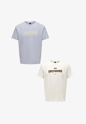 Only & Sons Print T-shirt - weiß hellblau