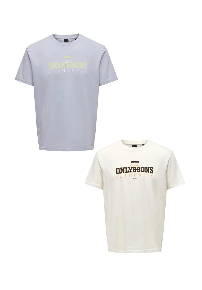 Only & Sons Print T-shirt - weiß hellblau