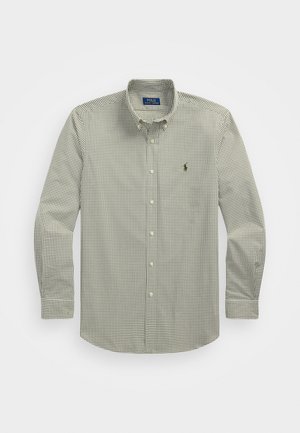 CUSTOM FIT CHECKED STRETCH POPLIN SHIRT - Pluus - white/new olive