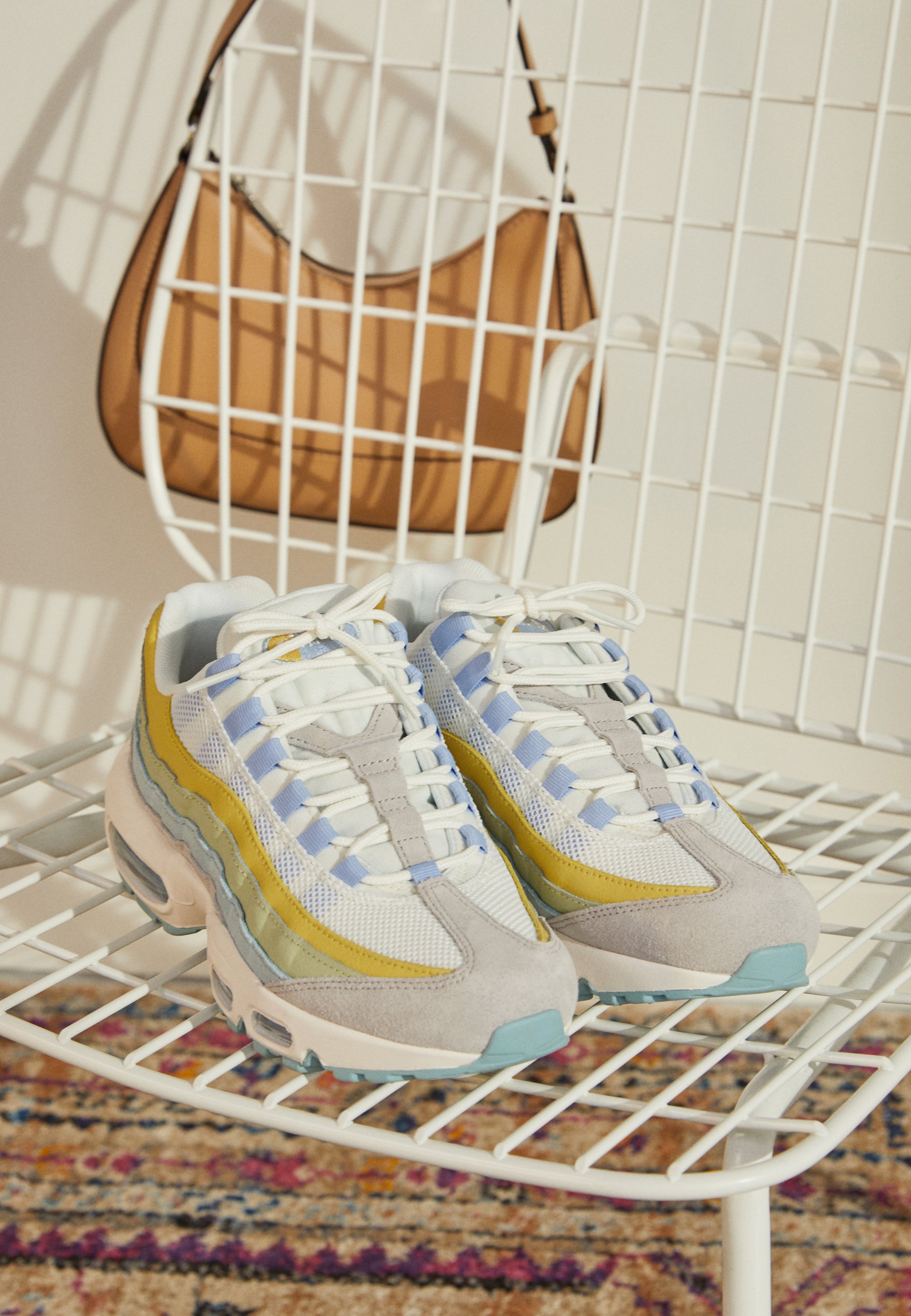 nike air max 95 tm trainers in white and orange