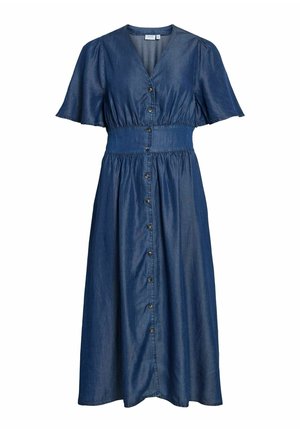 VILA, MIDI DRESS VIMAI SHORT SLEEVED - Τζιν φόρεμα - dark blue denim