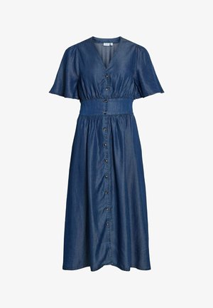 VILA, MIDI DRESS VIMAI SHORT SLEEVED - Farmerruha - dark blue denim