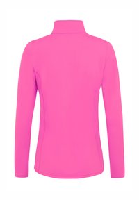 Maglietta a maniche lunghe e collo alto di un vivace rosa. Texture liscia, design aderente, presenta cuciture piatte per un maggiore comfort.