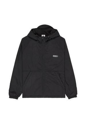 Schwarze Zip-Hoodie-Jacke mit elastischen Bündchen, zwei Fronttaschen und kleinem "Element"-Logo auf der Brust.