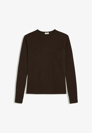 Bershka, LONG SLEEVE ROUND NECK - T-SHIRT - T-shirt à manches longues - dark brown