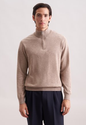 QUARTER ZIP - Strickpullover - beige