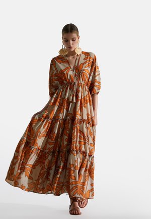 ETHNIC PATTERNED V NECK TIERED  - Maxikleid - orange