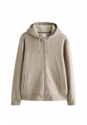 Next, REGULAR FIT - BORG LINED ZIP THROUGH HOODIE - Sweat zippé - neutral stone