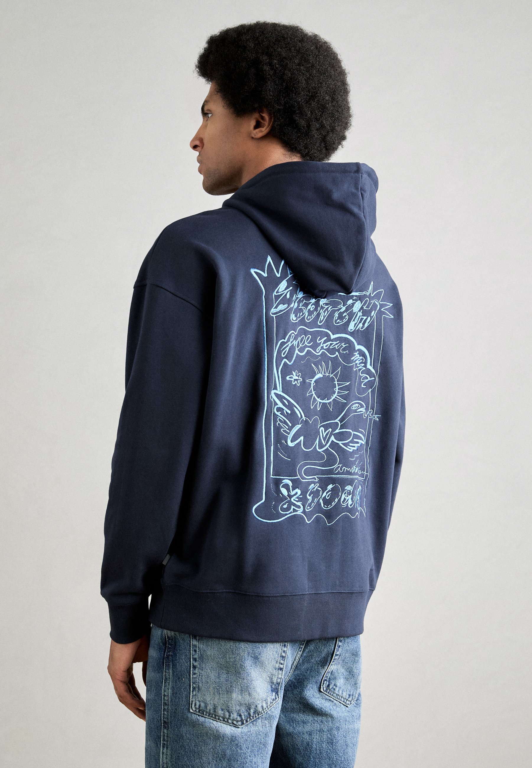 “Scotch & Soda” Garment dyed artwork hoodie Marine Scotch & Soda EMBROIDERED ARTWORK HOODIE - Sweatshirt
