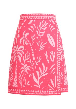 Ivko, JACQUARD  URBAN BOTANIC PATTERN - A-lõikeline seelik - pink