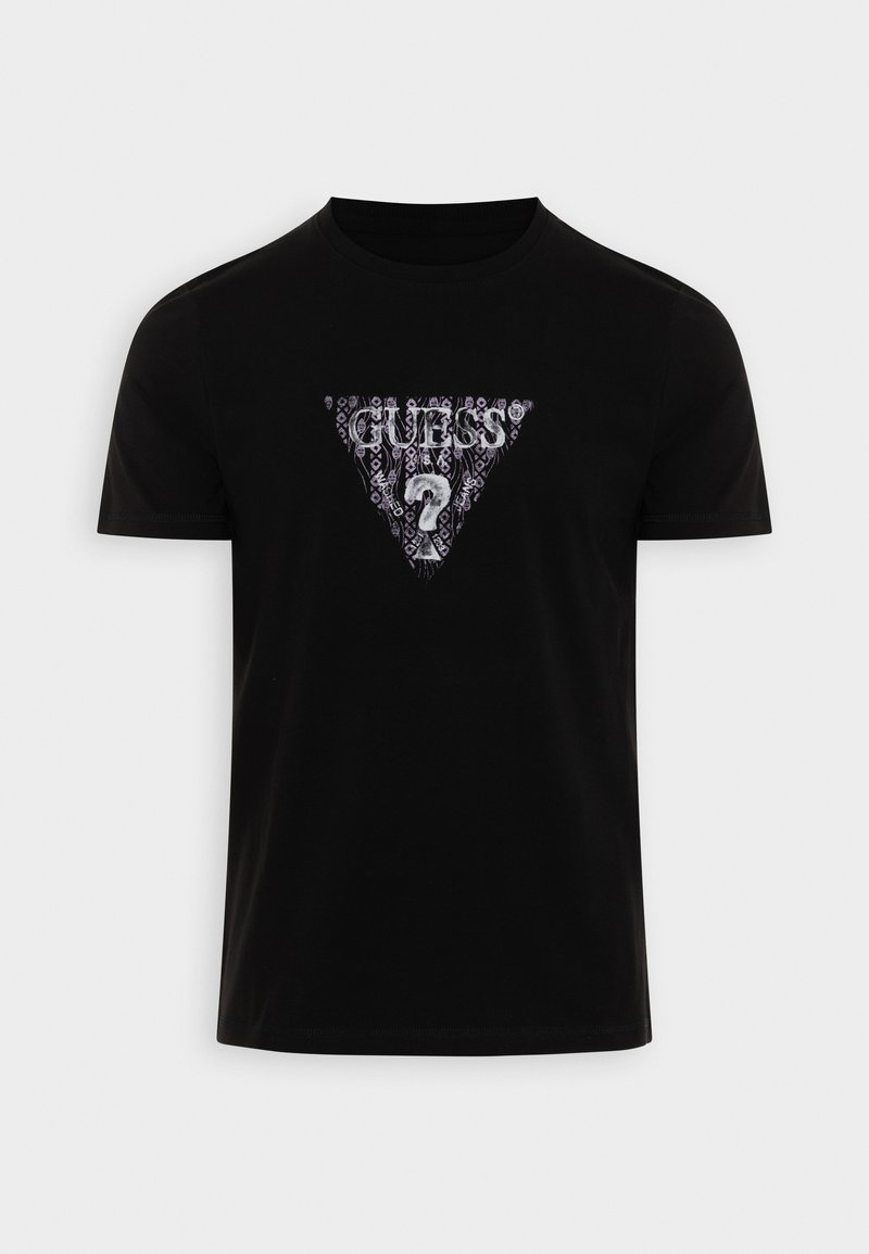 Guess SS CN GEO TRIANGLE - Print T-shirt - jet black/black - Zalando.co.uk