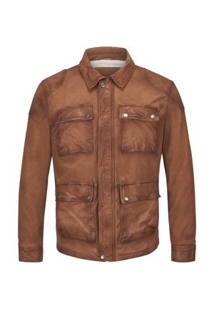 LENNARD - Leather jacket - hell-cognac