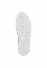 Weißer Gummischuhsohle mit Zickzackprofil, mit eingeprägtem "s.Oliver"-Logo und markierter Größe 37. Glatte Textur mit abgerundeten Kanten.