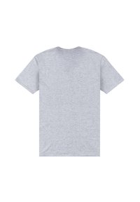 Camiseta gris de manga corta hecha de algodón. Cuenta con un cuello redondo y una textura suave, con una parte posterior lisa y sin logos o patrones visibles.