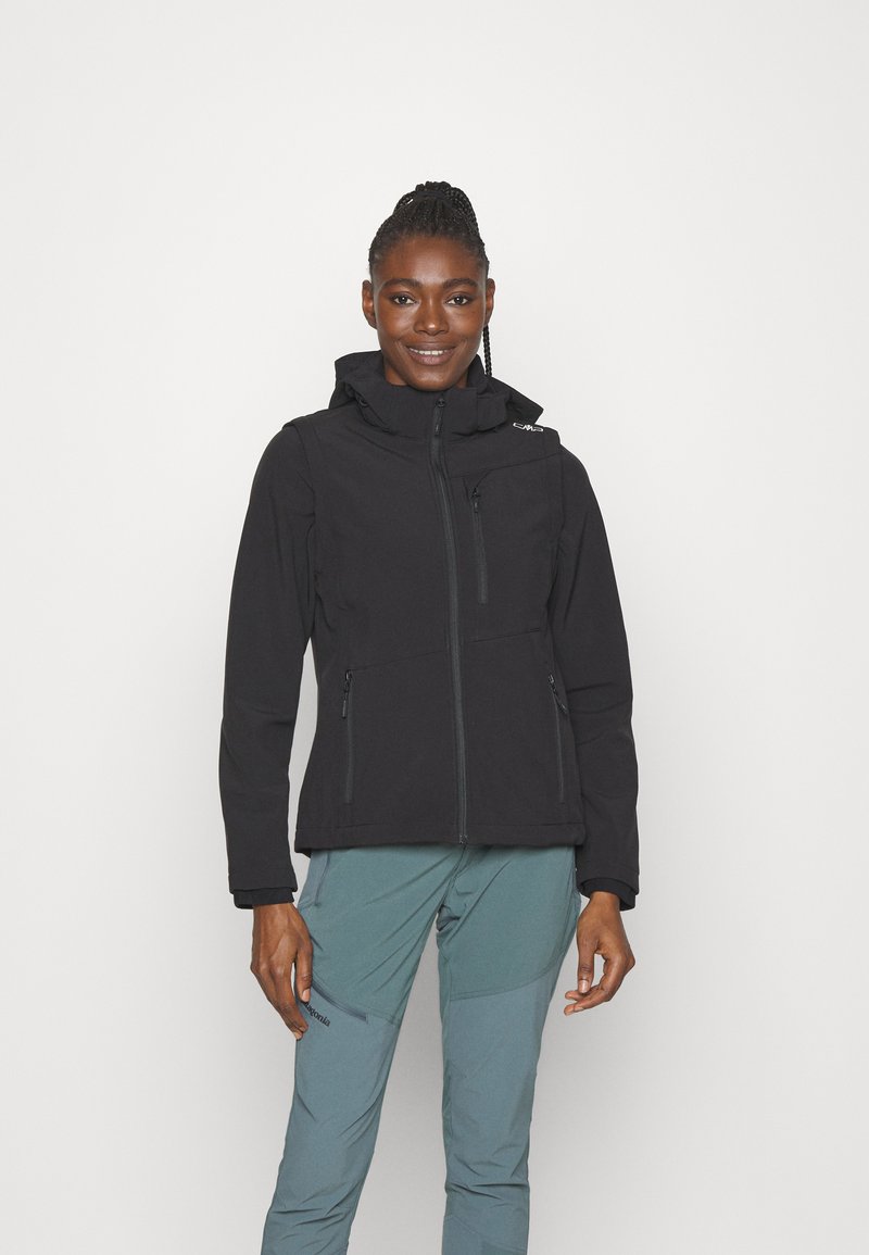 CMP WOMAN JACKET HOOD WITH DETACHABLE SLEEVES Giacca softshell nero