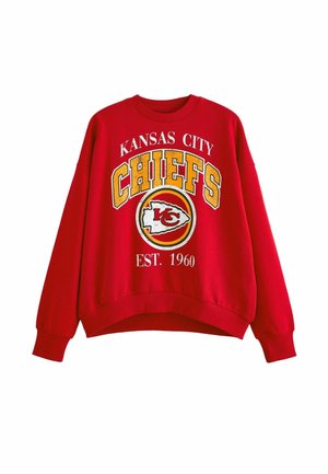 Sweat-shirt rouge des Kansas City Chiefs avec le logo de l'équipe, le texte "CHIEFS" en jaune, et "EST. 1960" imprimé en dessous.