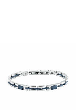 Bracciale a catena in argento con inserti rettangolari blu scuro, con un design moderno e elegante dei link.